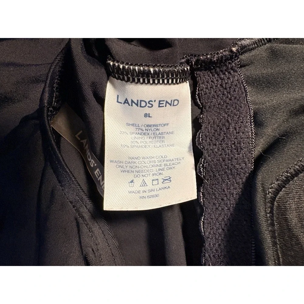 Lands End Basic Black Swim Suit 8 Long Womens Beach Summer Classic